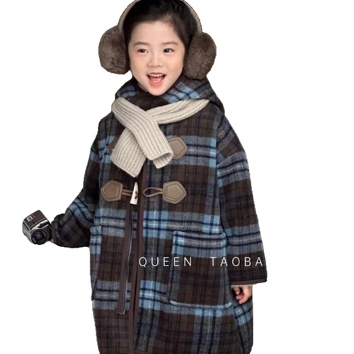 Women's Warm Fleece Hooded Plaid Winter Coat for Kids - New Baby Style Long-Sleeve Integrated Fleece Outerwear