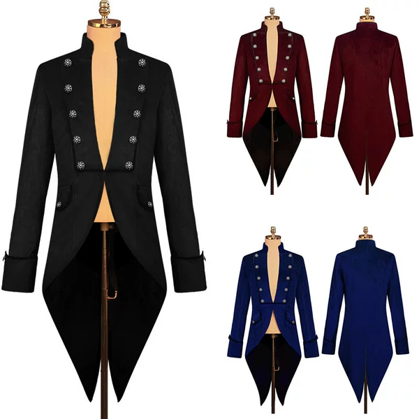 European and American Medieval Retro Tailcoat Halloween Court Punk Dress Stage Cos Performance Jacket in Stock