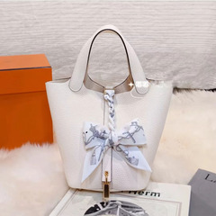 h家圓點鑰匙包包絲巾女夏季纏包綁包手柄絲帶小長條領巾髮帶飄帶