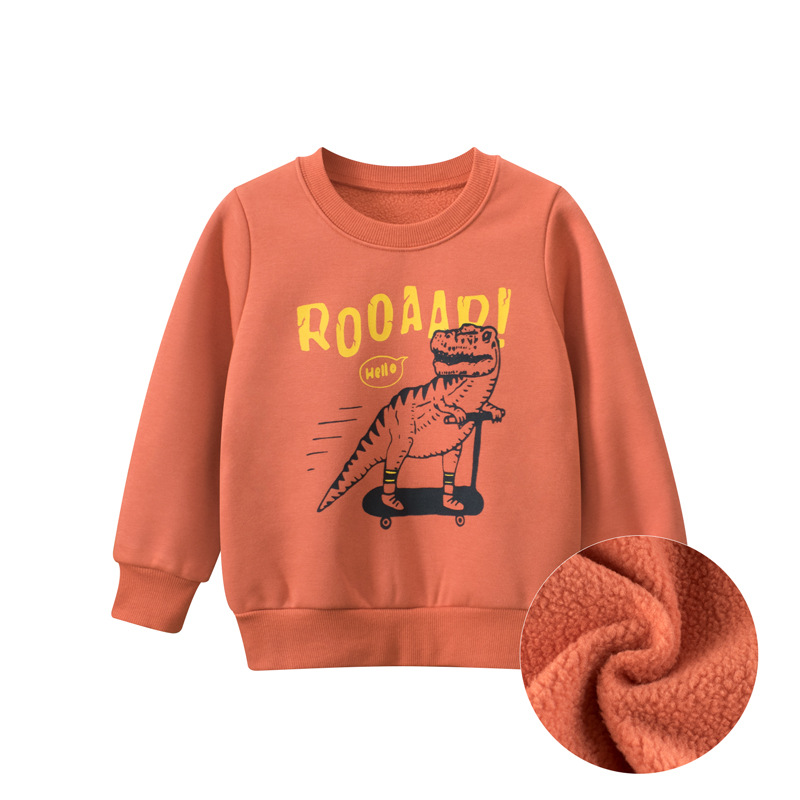 27kids Ropa infantil estilo coreano otoño e invierno nueva colección 2024 sudaderas infantiles ropa para niños dinosaurio tendencia mayorista transfronteriza