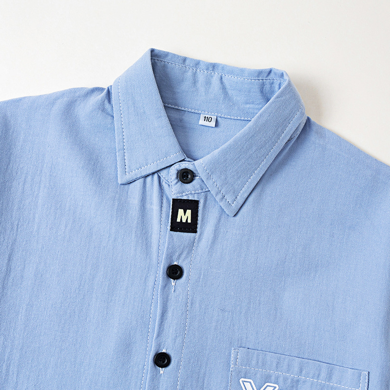 Camisas de manga larga de algodón para niños, camisas de color sólido, cuello de primavera y otoño, ropa interior para niñas coreanas, niños de mediana edad