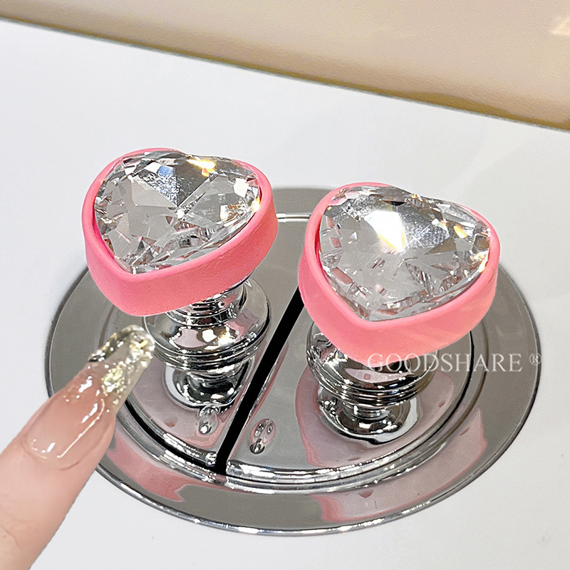 Toilet Press Long Nail Special Heart Button Ornament High-End Toilet Flush Tank Switch Auxiliary Tool