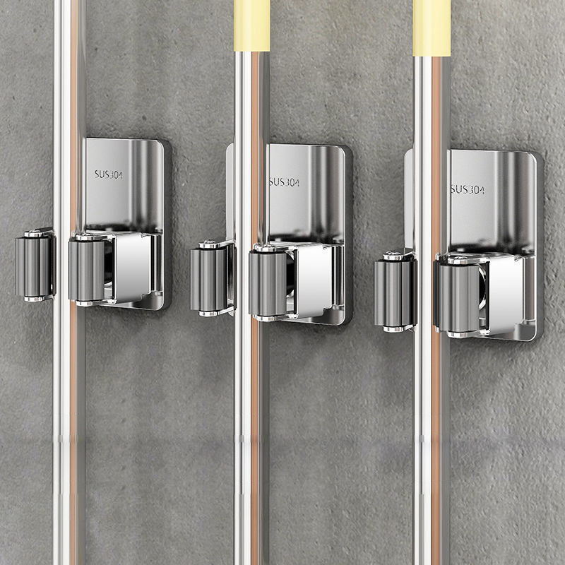 No-drill mop holder, mop hook, various specifications, bathroom rack, heavy-duty storage, stainless steel mop rack No-drill mop holder, mop hook, various specifications, bathroom rack, heavy-duty storage, stainless steel mop rack