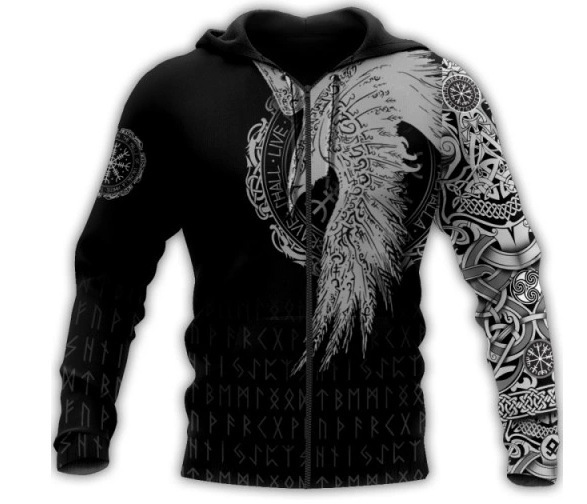 Personalidad de otoño e invierno suéter 3D transfronterizo popular para hombre con estampado de animales fresco calle vikingos serie sudadera con capucha