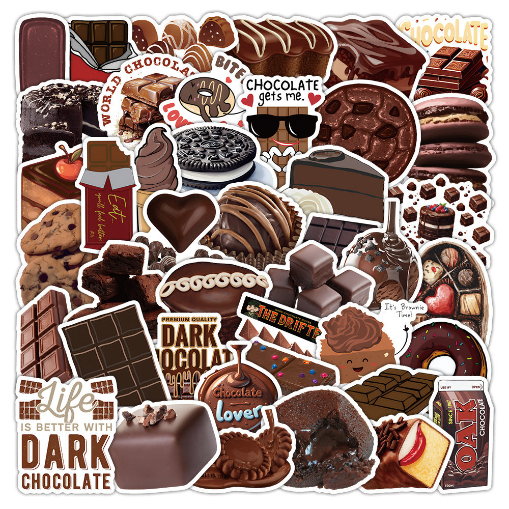 50 Cross-Border Chocolate Handbook Stickers, Suitcase Thermos Cup, Refrigerator Self-Adhesive Decorative Reward Stickers for Kidsren