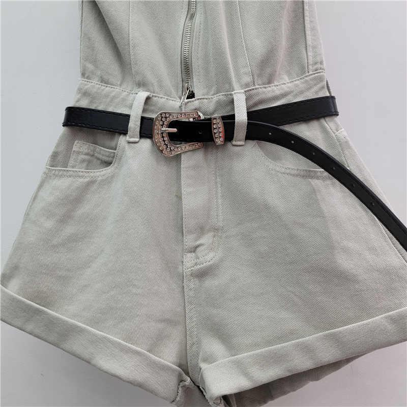 Blazers de moda de cuello abierto 2025 nuevo cremallera sin mangas cintura alta delgada pantalones cortos