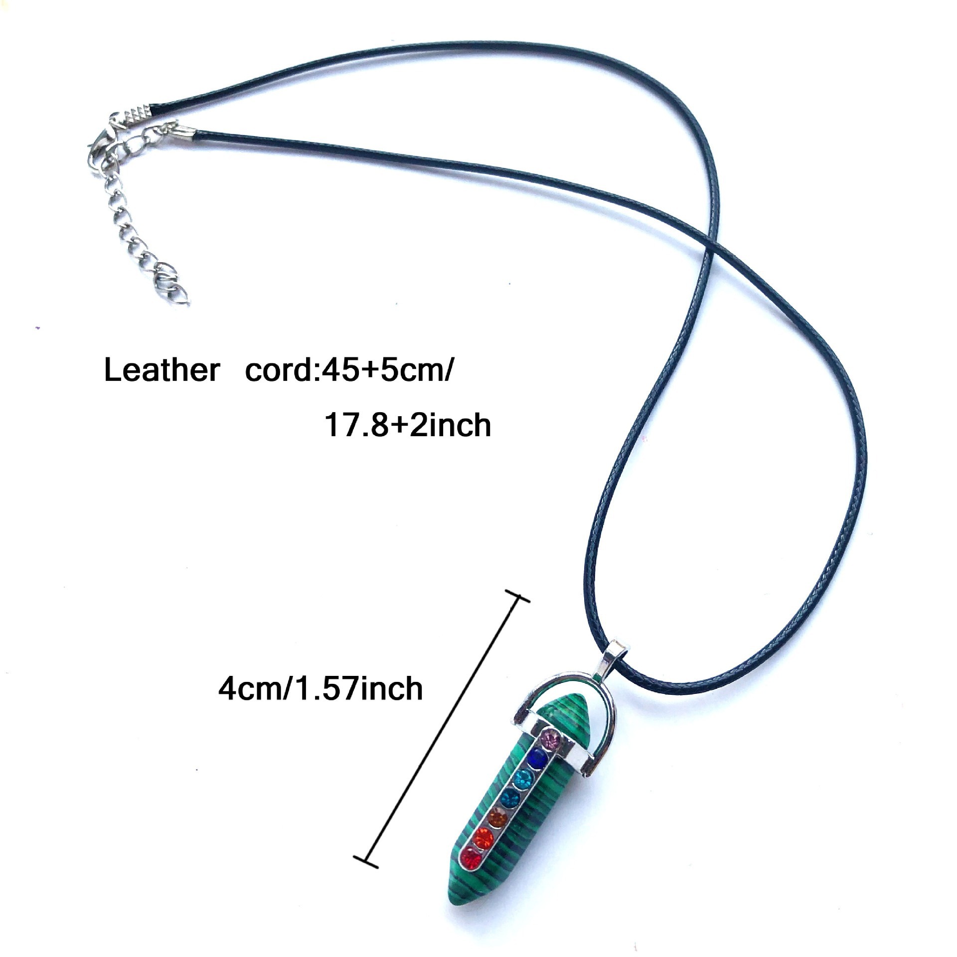 Natural Stone Pendant Material Casual Retro Geometric Zircon Natural Stone Leather Rope Wholesale Pendant Necklace