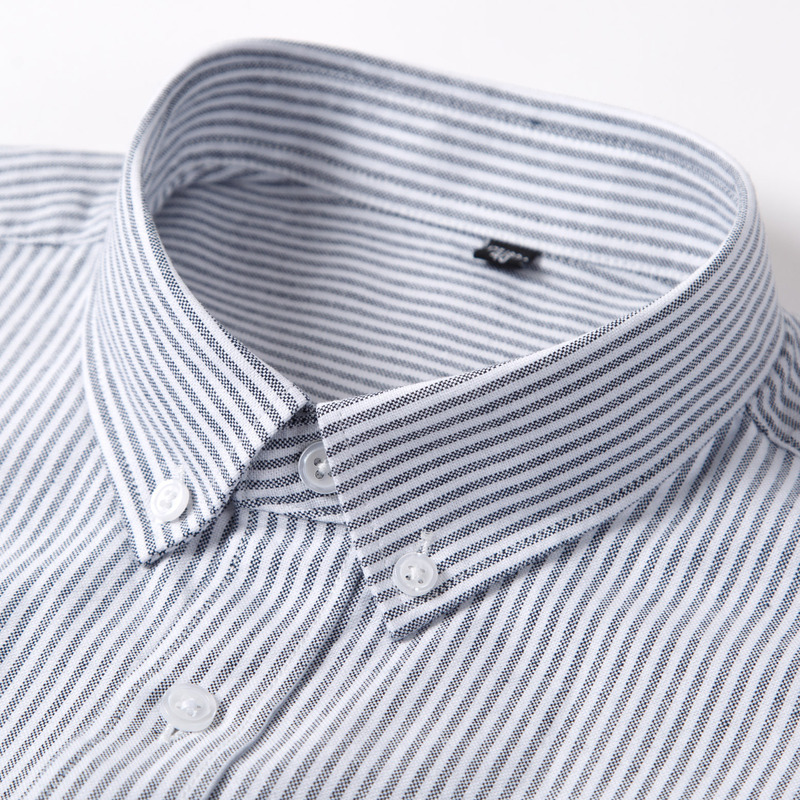 Autumn New Pure Cotton Vertical Stripe Shirt Men's Long-sleeved Business Casual All-match Oxford Cotton Shirt Men's Wear Autumn New Pure Cotton Vertical Stripe Shirt Men's Long-sleeved Business Casual All-match Oxford Cotton Shirt Men's Wear