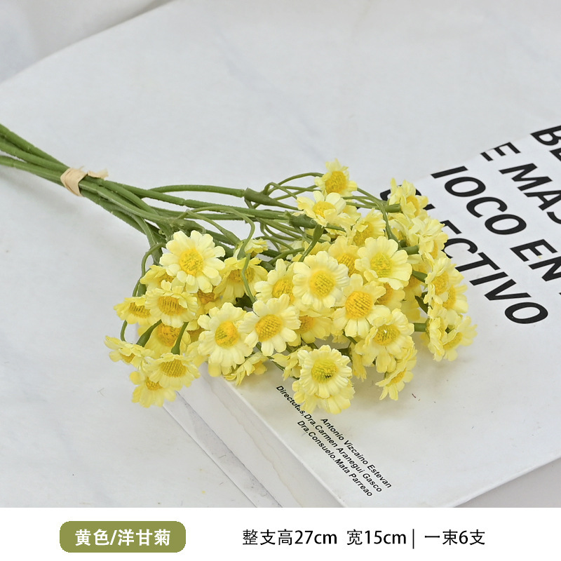 Flor artificial, sentido avanzado, manguito de manzanilla realista, pequeña margarita, flor falsa, sala de estar, decoración de la mesa, ramo, accesorios de fotografía