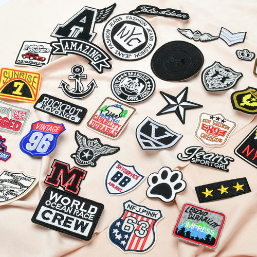 Computerized Embroidered High-Quality Badge English Letter Fabric Backing Adhesive Patch Repair Patch Clothing Accessory Embroidery Label