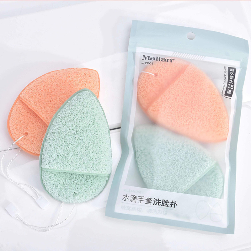 Marian natural konjac guantes Bola de limpieza facial exfoliante espinilla Poliuretano Hidrofílico