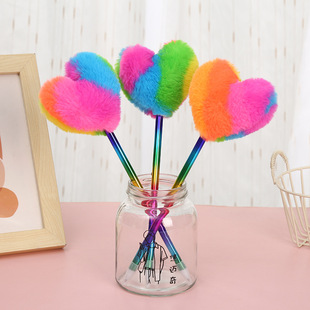 Love Brush Pen Creative Student Plush Ballpoint Pen Cute Color Decorative Pen Writing Tools Gift Pen Cross-border