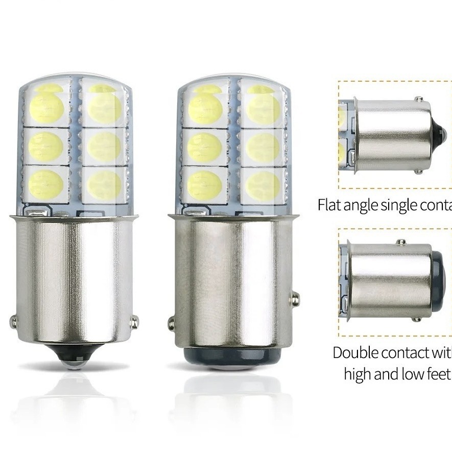 Auto y motocicleta condujo luz de freno parpadeante silicona 1156 1157 5050 12SMD condujo luz de ángulo de dirección