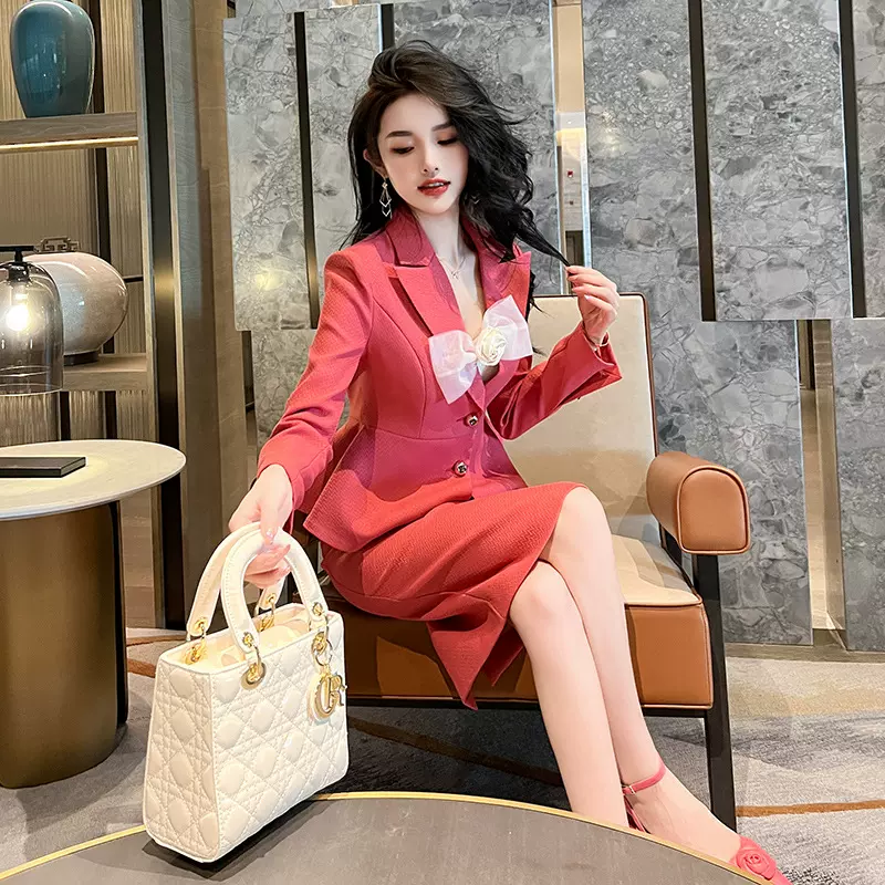 两件套2025春装新款职业御姐风气质西服外套吊带连衣裙套装10211