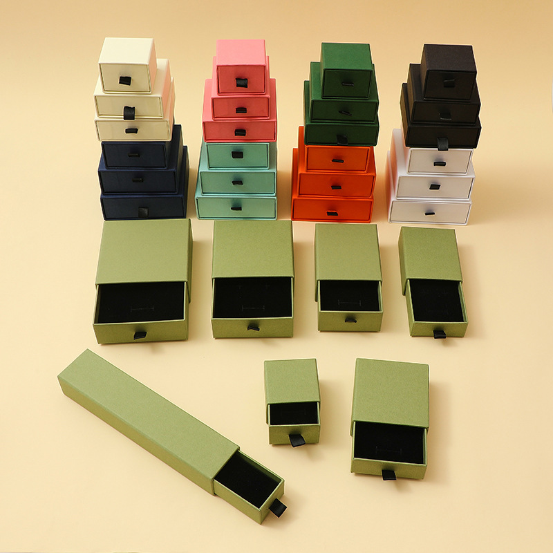 Drawer Jewelry Packaging Box Ready-Made High-End Jewelry Box Earrings Ring Jewelry Bracelet Necklace Badge Pull-Out Carton
