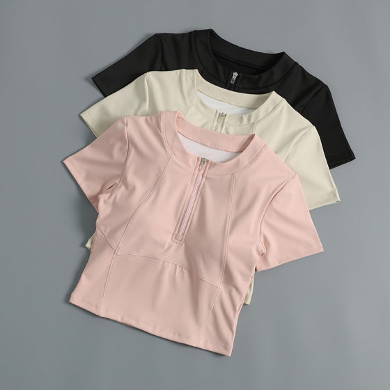 Yoga Clothing Top Women's Summer Professional High-end Fitness Clothing Pilates suit 2024 New Short Sleeve with Chest Pad