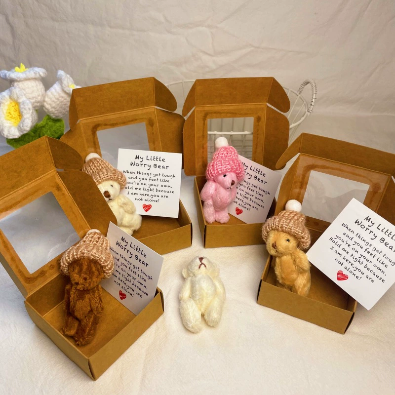 Mini Plush Teddy Bear in Box跨境口袋泰迪熊迷你毛绒熊盒装礼物