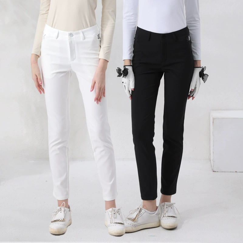 Demi-season autumn elastic white trousers