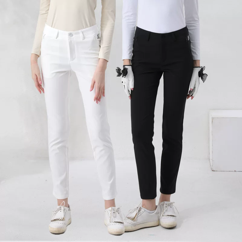 Demi-season autumn elastic white trousers