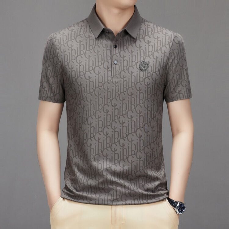 Summer new model, seamless high-quality short-sleeve POLO shirt for young and middle-aged men, half-sleeve T-shirt top