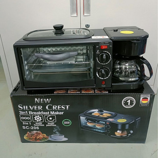 Foreign Trade Cross-Border Three-In-One Breakfast Machine Household Multi-Function Toaster Oven Coffee Machine Bread Machine Wholesale