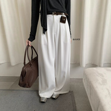 JUICE休闲百搭西裤女春秋垂感遮胯宽松显瘦阔腿裤(配腰带)H240163