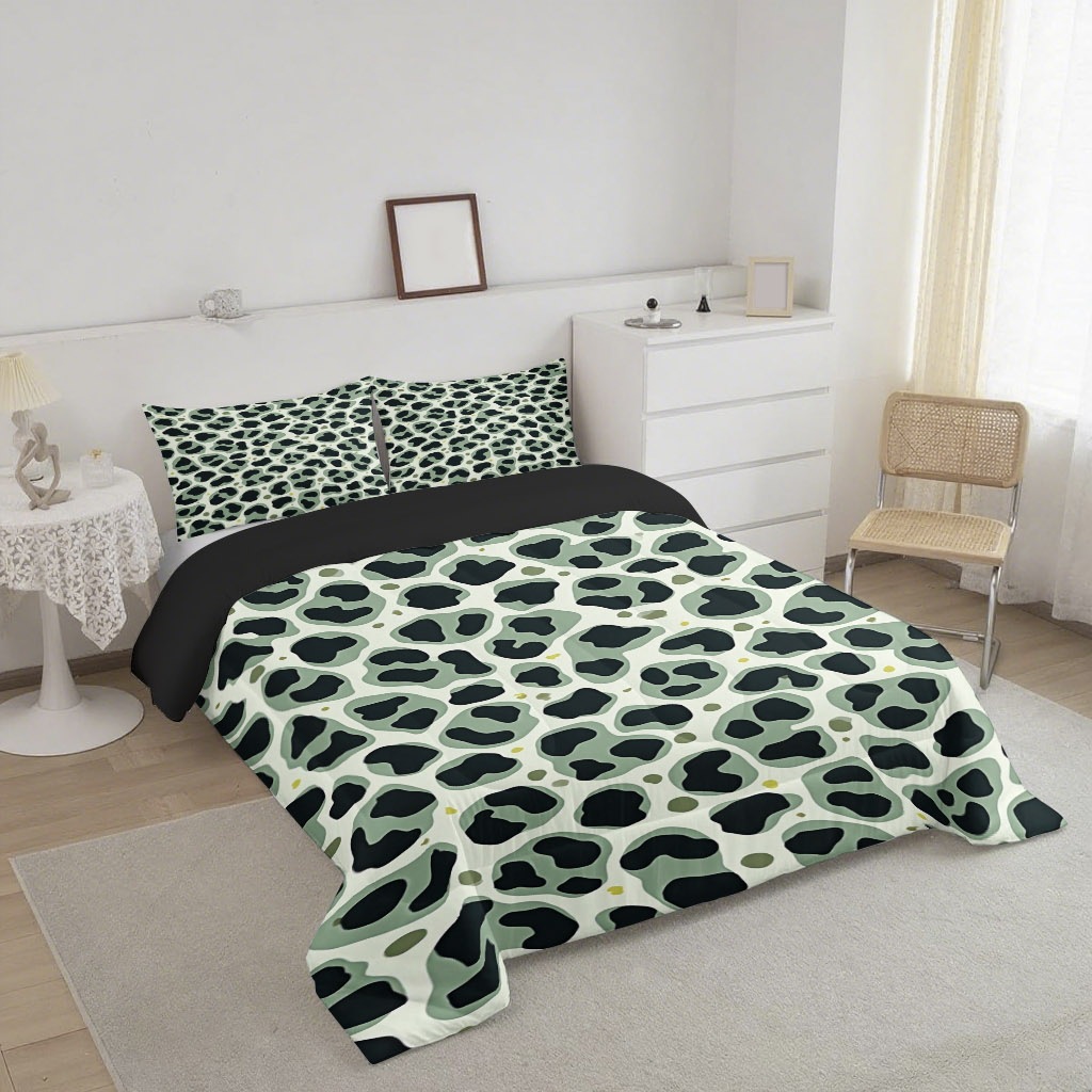 TEMU / JIT nuevo producto multicolor leopardo impresión digital HD 180gms edredón conjunto de ropa de cama