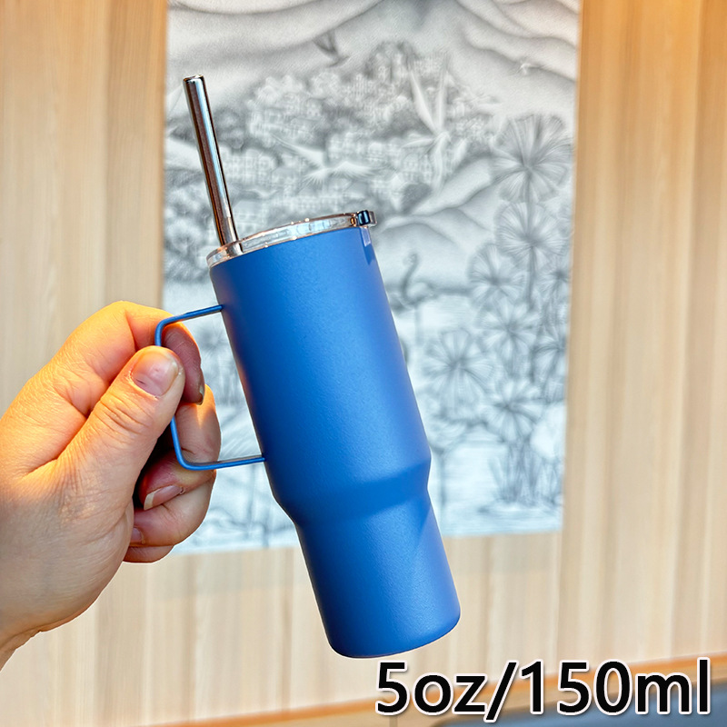 Nuevo 304 acero inoxidable 5oz mini mango taza de vino portátil taza de paja al aire libre taza de café 150ml