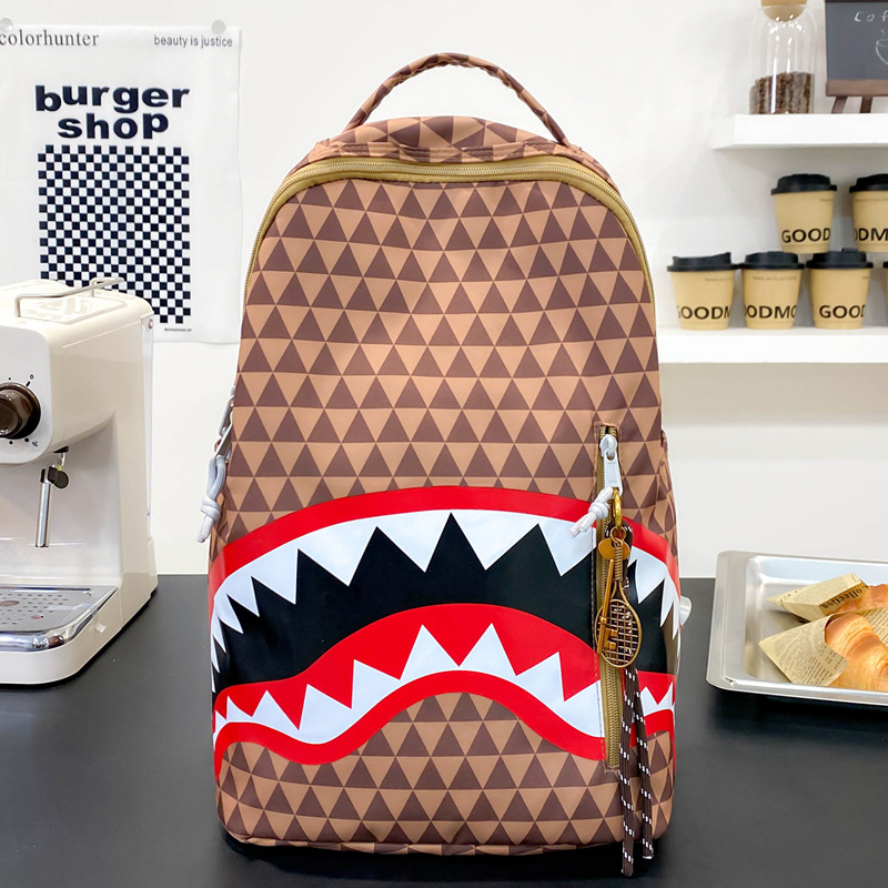 Mochila escolar de gran capacidad para mujeres nuevas estudiantes de alto valor, mochila de tiburón, mochila de viaje de nicho casual, personalidad image 10