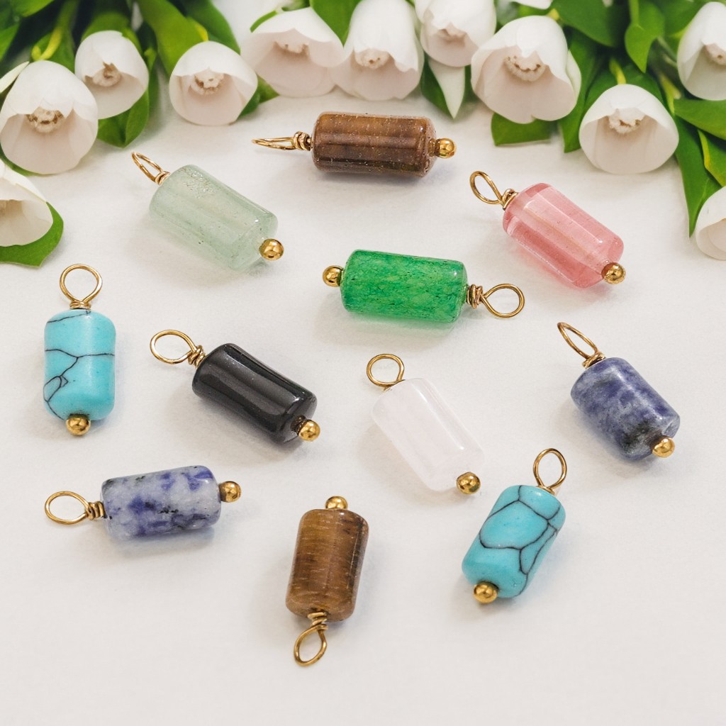 Estilo retro Impermeable Acero inoxidable con colgante de piedra natural Ropa Pendientes hechos a mano de bricolaje Collar Accesorios de joyería