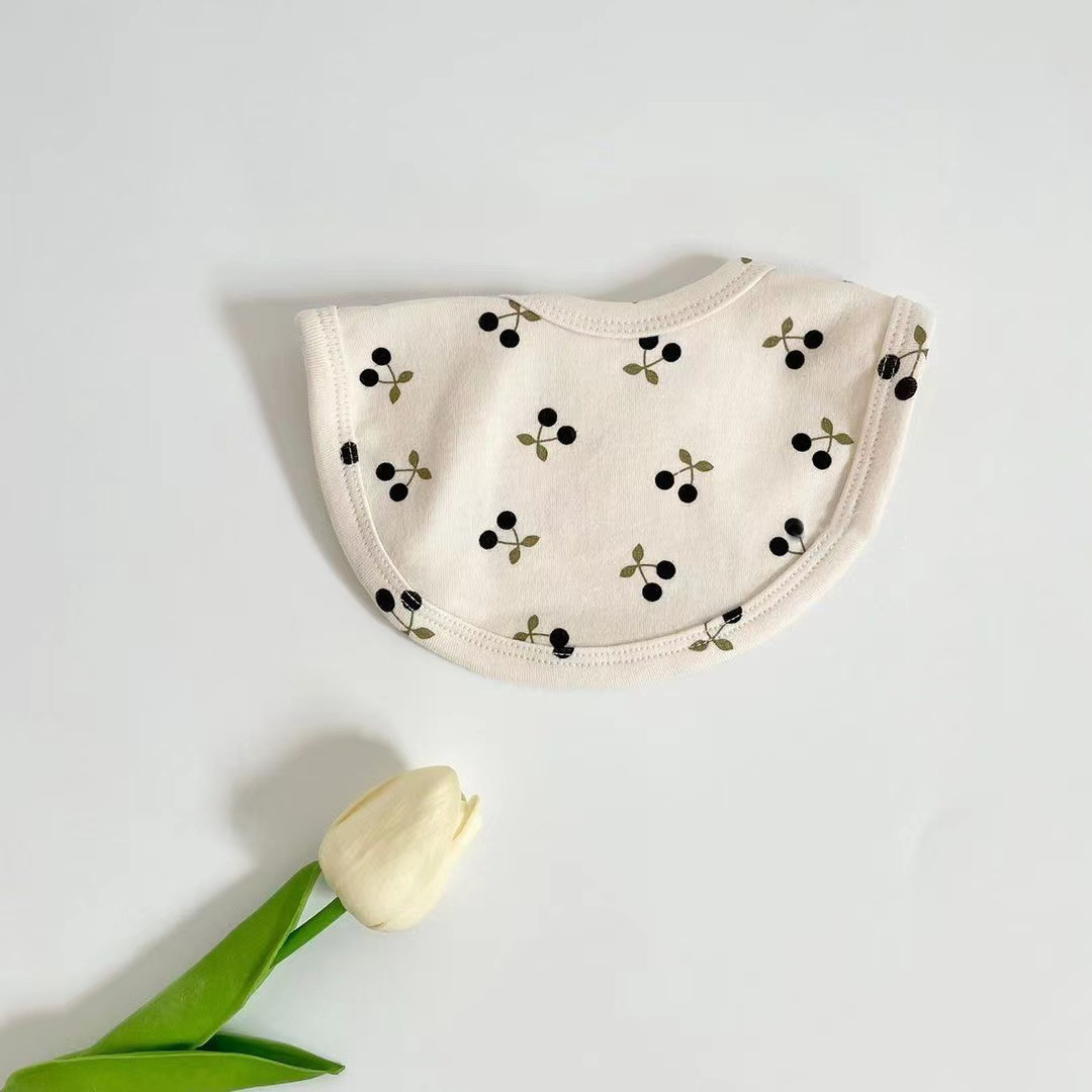 New Baby Baby Saliva Towel Cute Cherry Print Infant Bib Comfortable Cotton Kidsren's Eating Bib