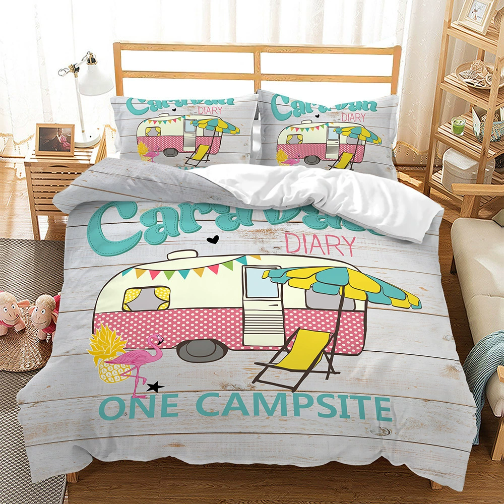 RV for traveling, set, digital duvet cover, pillowcase, 3 piece set, Amazon, for import, 3D, bedding