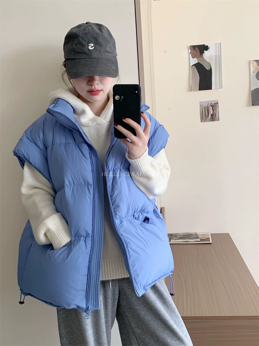 2024 осень и зима новая женская корейская повседневная утолщенные пуховые хлопчатобумажные жилеты свободная теплая куртка