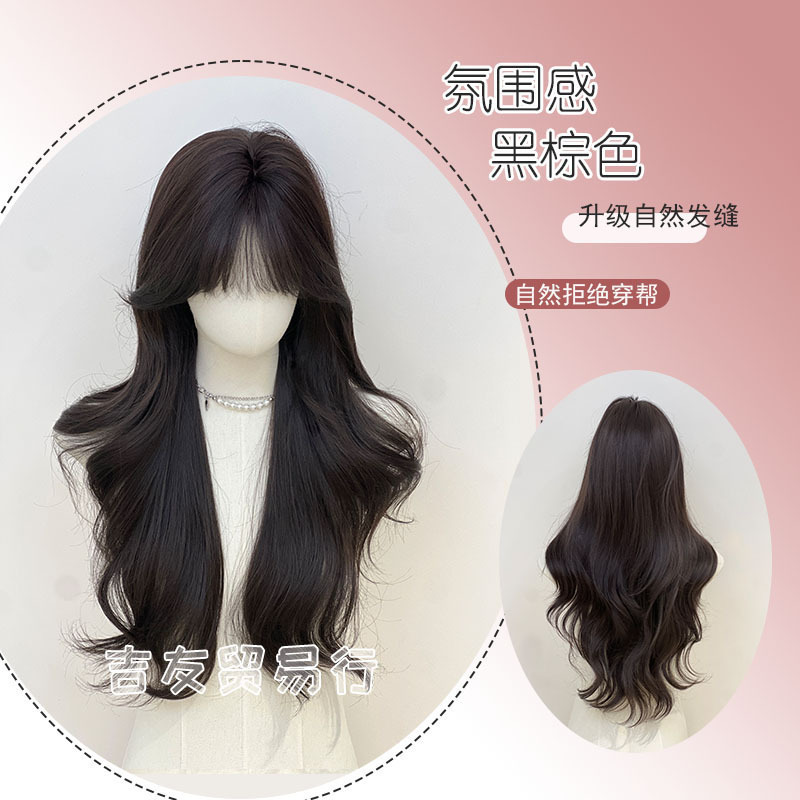Jiyou Trade Line Wig Internet Celebrity Daily Replacement Model Explosive Mechanism Black Brown Rose Net Female Long Curly Hair Wholesale
