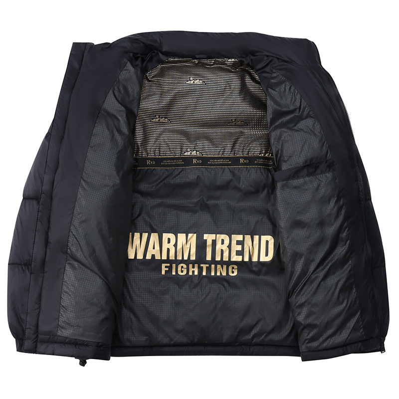 Men's Clothing Winter short thick stand collar loose casual warm couple Silk cotton jacket men's jacket black cotton coat_voghion.com