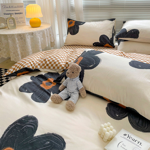  new cotton four-piece set 100% cotton four-piece bed sheet style single and double dormitory four-piece set wholesale