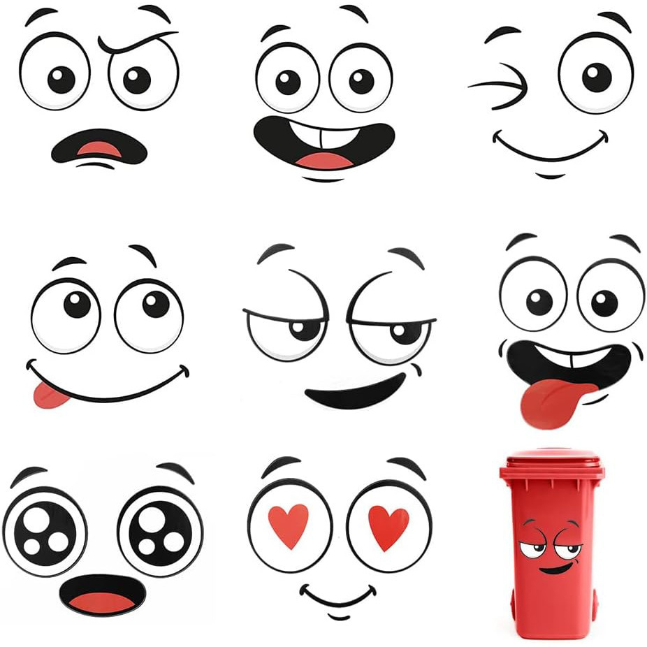 eye Car Sticker, Trash Can Sticker, Children's Smiley Face Toilet Sticker, Wall Refrigerator Sticker._voghion.com