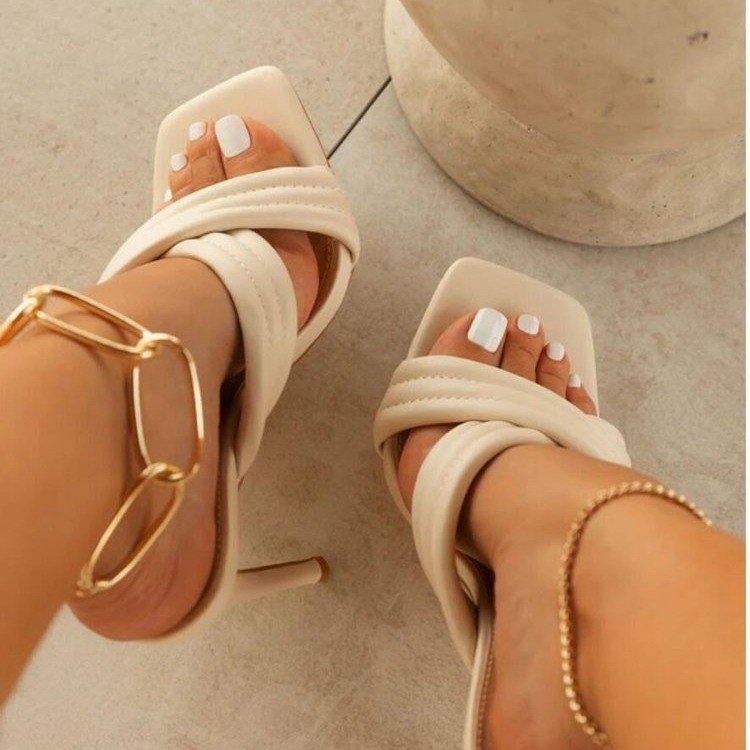 Women's Fashion Solid Color Square Toe High Heel Sandals display picture 3