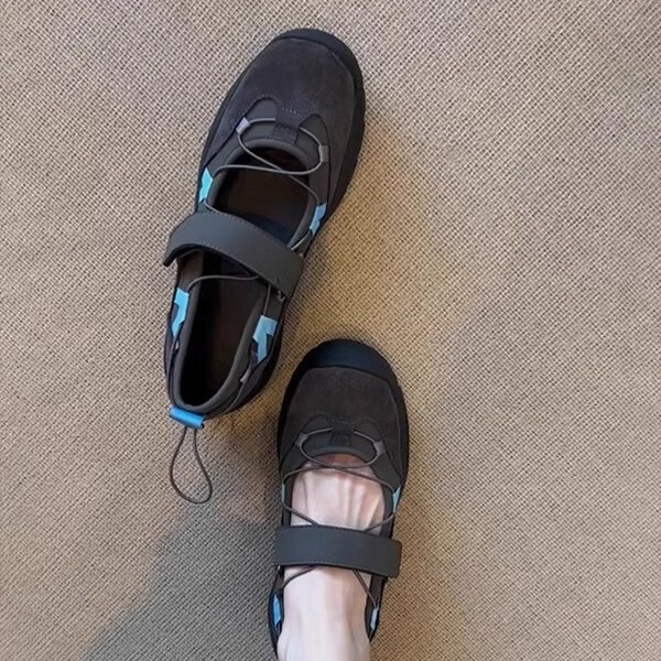 Cowhide ~ Genuine Leather New Korean Style Retro All-match Mary Jane Shoes Women's Thick Sole Shoes Casual Ballet sneaker