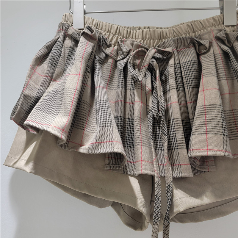 Pantalón Falda de Capas para Mujer de Algodón y Poliéster Diseño con Lazo, De Tiro Medio