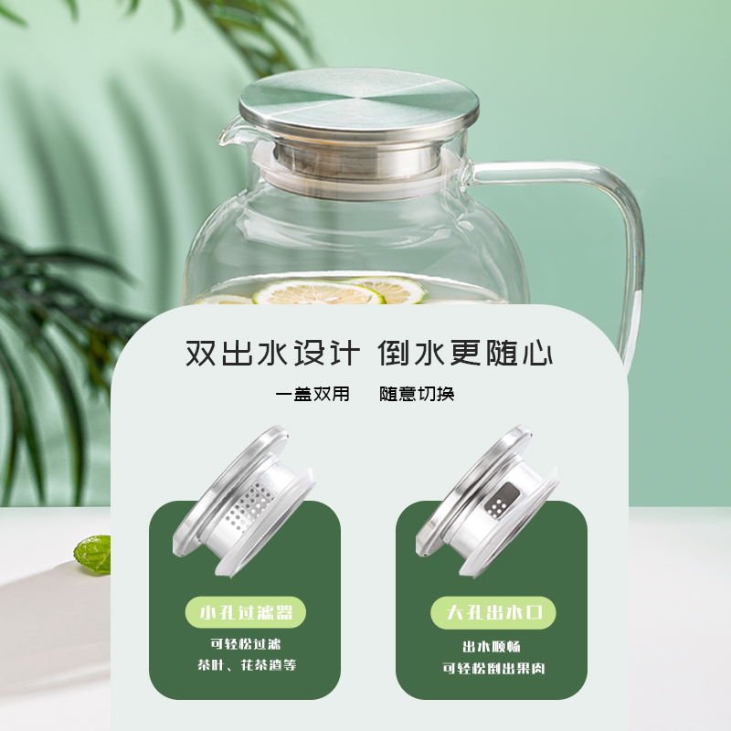 LW96家用耐高温冷水壶茶壶大容量玻璃凉水壶客厅茶壶套装