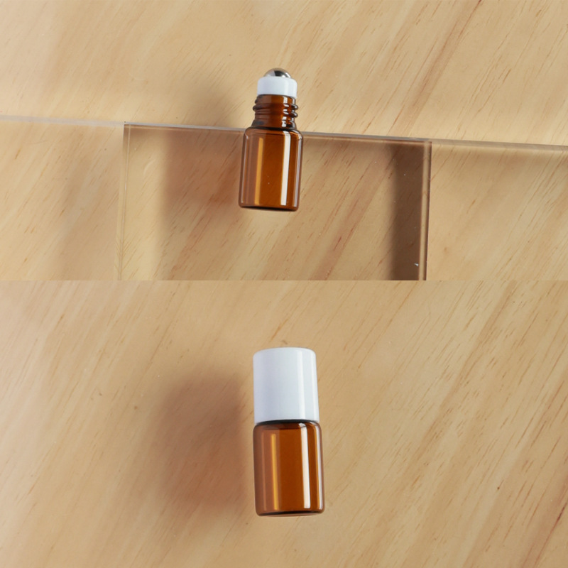 Botella roll-on para aceites esenciales cosméticos, botella marrón para aceites esenciales, botella transparente para reactivos, botella roll-on de vidrio, botella de perfume ámbar.