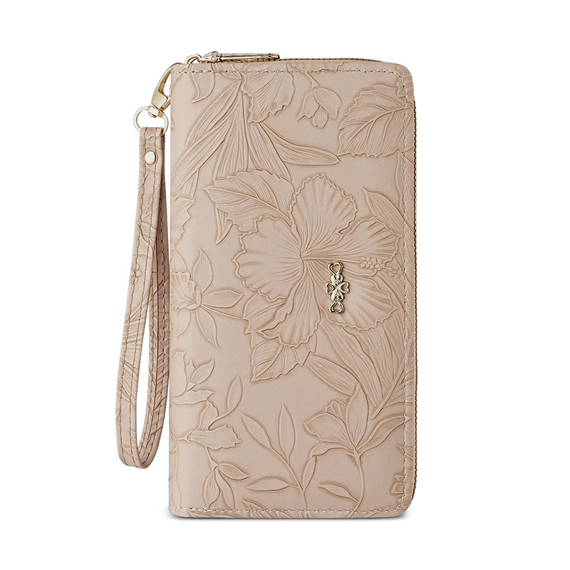 Bolso de mujer, bolso de mano retro relieve PU con cremallera, bolso multifuncional de mujer de alto nivel.