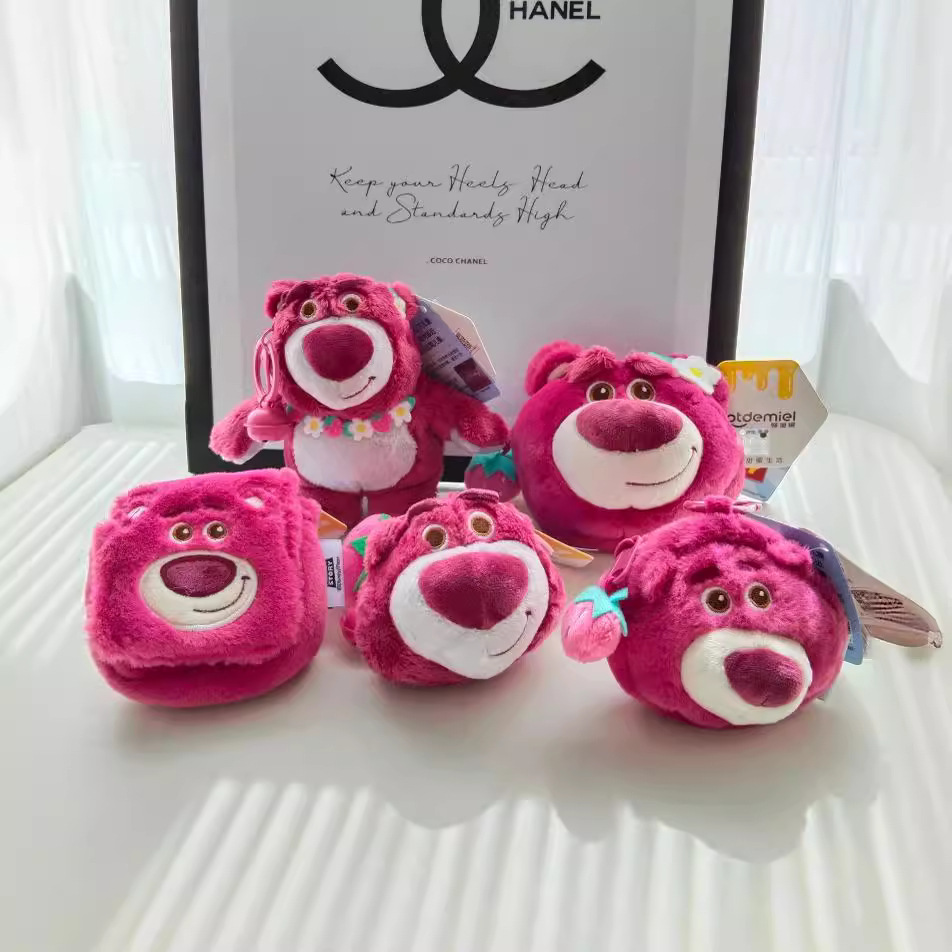 Authentic Disney Strawberry Bear Doll Stitch Doll Stuffed Toy Mickey Pendant Backpack Pendant Keychain