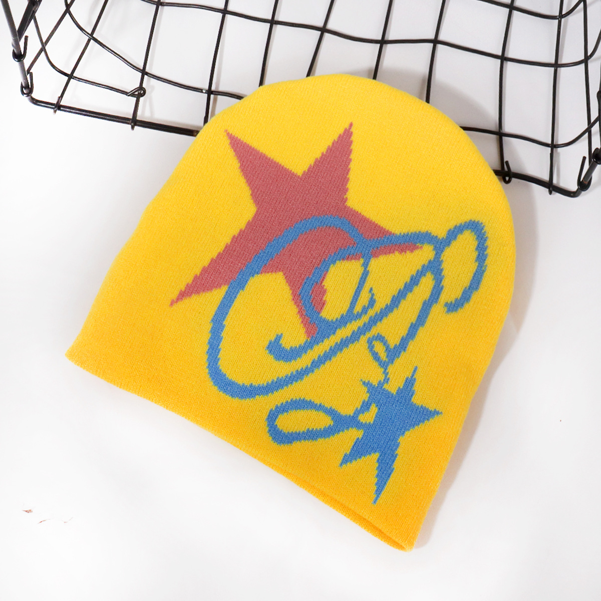 Men's Knitted Beanie Hat Five Pointed Star Pattern Winter Warm_voghion.com