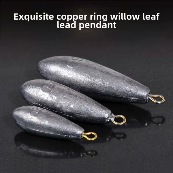 Aohu Lead Pendant Wholesale Water Drop Lead Copper Ring Willow Leaf with Ring Lead Pendant Factory Direct Sales Fishing Lead Fishing Gear
