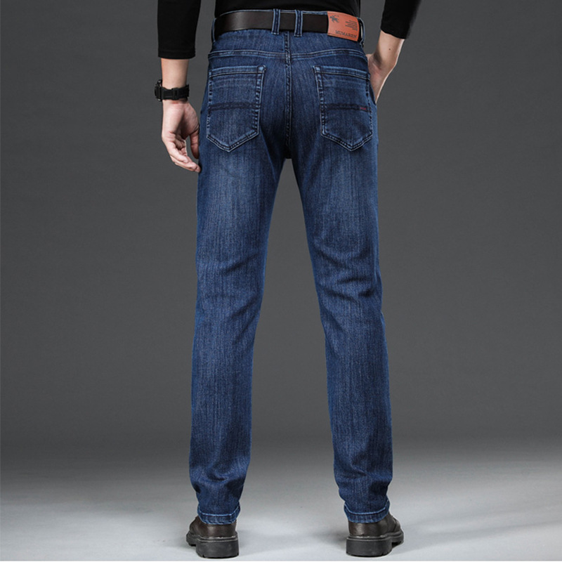Autumn and Winter Men's Straight Loose Jeans, Stretch Business Casual Pants for Young Men