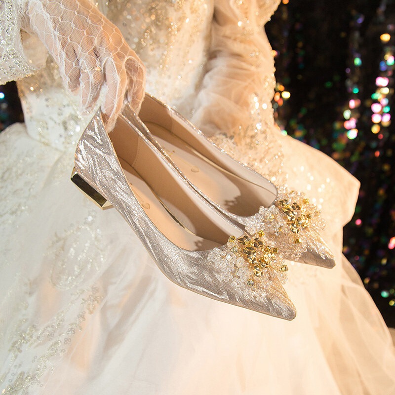 Champagne-Colored Flat Wedding Shoes, Versatile Bridal Shoes for Weddings and Engagements, 2026 New Model, Bridesmaid Shoes with Chunky Heels That Are Comfortable and Won'T Tire Your Feet Champagne-Colored Flat Wedding Shoes, Versatile Bridal Shoes for Weddings and Engagements, 2026 New Model, Bridesmaid Shoes with Chunky Heels That Are Comfortable and Won'T Tire Your Feet