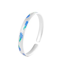 青云手镯女复古百搭高级珐琅彩复古开口手镯古风镯子新中式民族风