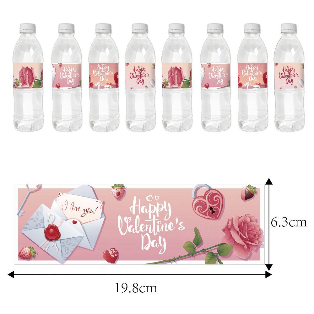 Amazon día de San Valentín decoración botella de agua etiqueta engomada fiesta de compromiso decoración botella de vino botella de agua decoración etiqueta engomada